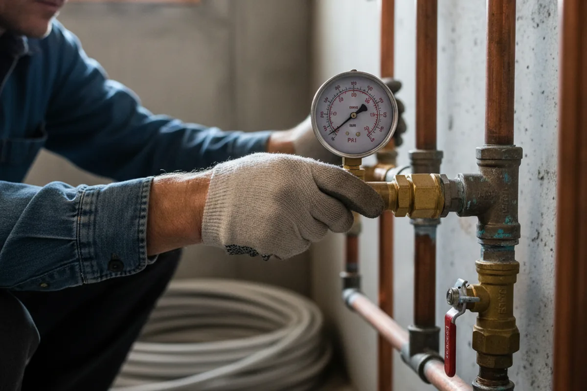 Pressure testing a repaired line during Water Line Repair in Nashua
